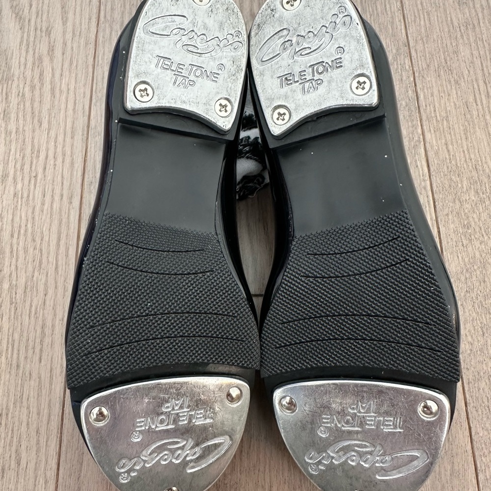 Capezio Black Patent Tap Shoes in size 10 and a half
